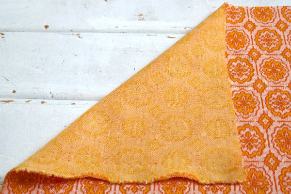 クラシカル・花柄・オレンジカラー・デッドストック・ヴィンテージ・ファブリック・生地・ハンドメイド