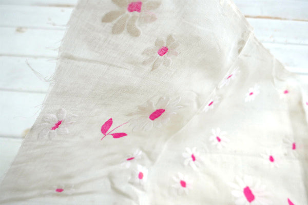 ピンク×ホワイト 花柄 シースルー素材 デッドストック ヴィンテージ ファブリック 生地 USA