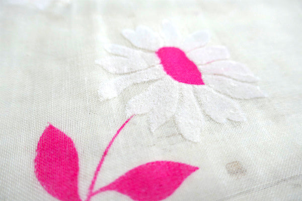 ピンク×ホワイト 花柄 シースルー素材 デッドストック ヴィンテージ ファブリック 生地 USA