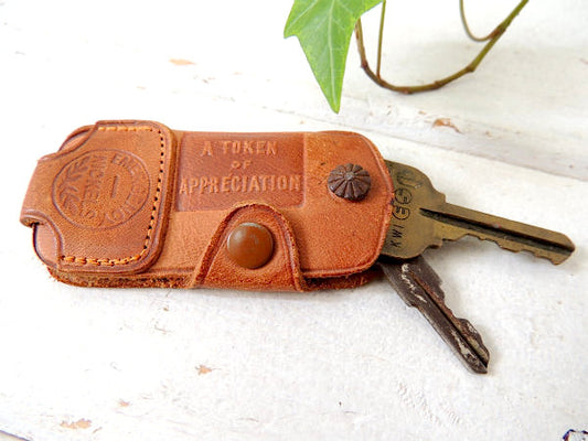 1950~60's・GAS・CA ビンテージ・革・レザーキーケース・アドバタイジング・鍵 2本