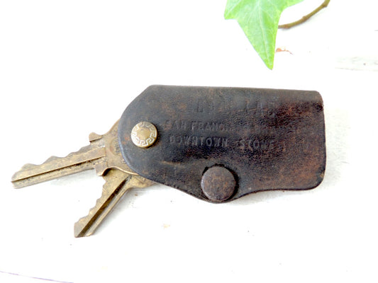 【1940's~50's・キャデラック】ビンテージ・アドバタイジング・革・レザー・キーケース・鍵2本