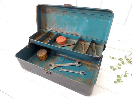 【WTG】メジャー付き・2段式・ヴィンテージ・タックルボックス・ツールボックス/工具箱US