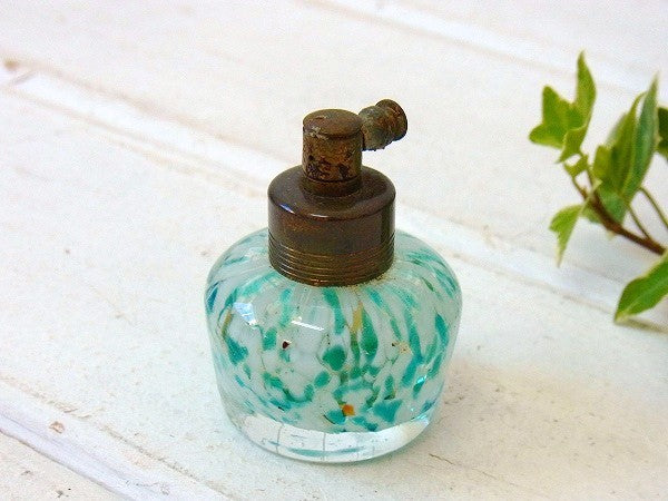 模様入りのガラス製・小さなアンティーク・アトマイザー/香水瓶/パヒュームボトル　USA