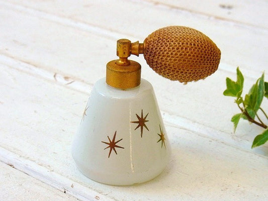 アトミック柄・ガラス製・アンティーク・バルブアトマイザー/香水瓶/パヒュームボトル USA