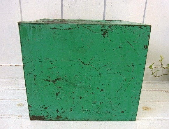 グリーン・3段式 インダストリアル・アンティーク・卓上チェスト 書類チェスト 引き出し 工具箱 USA