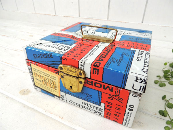 PORTA FILE 英文字柄 カラフル メタル製 ヴィンテージ ファイルケース 書類ケース USA