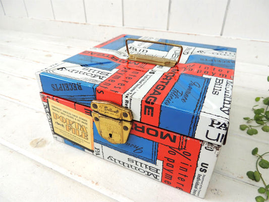 PORTA FILE 英文字柄 カラフル メタル製 ヴィンテージ ファイルケース 書類ケース USA