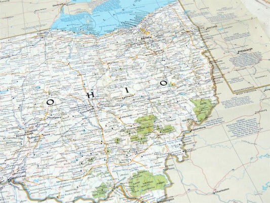 ナショナル ジオグラフィック オハイオ州&インディアナ州 US・80's ヴィンテージ・マップ・地図