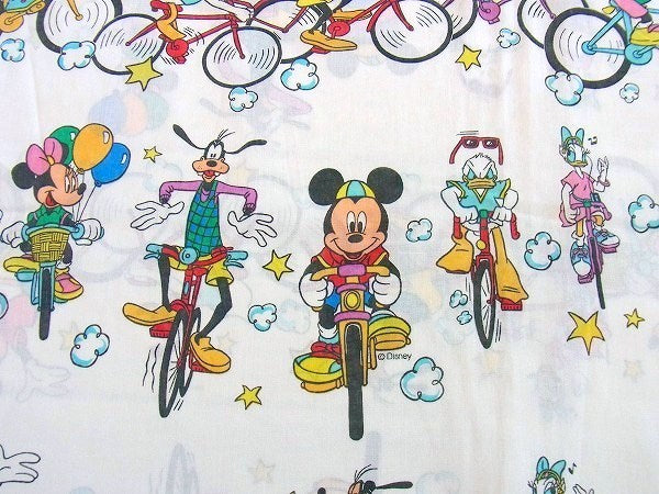 【ミッキー&フレンズ】ディズニー・自転車/サイクリング柄・ユーズドシーツ(ボックスタイプ)USA