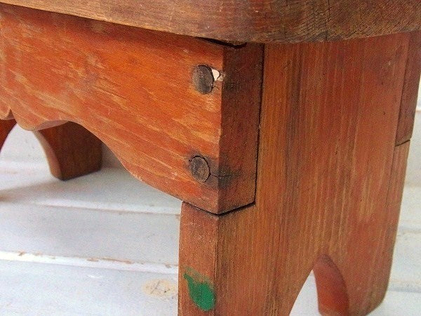 USA・アンティーク・ちいさな木製・スツール・踏み台/子供イス/椅子