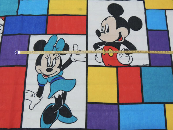 【ミッキー&フレンズ】カラフルなブロック柄・ヴィンテージ・ユーズドシーツ(1/2) USA