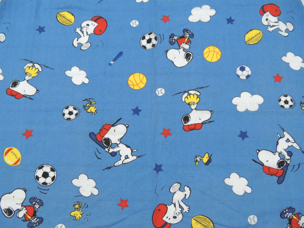 【スヌーピー】アメフト&サッカー&野球のスポーツ柄・ベビーサイズ・ユーズドシーツ(ボックスタイプ)