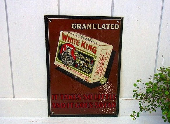 WHITE KING SOAP 石鹸 ブリキ製 1920~1940's アドバタイジング アンティーク サイン 看板