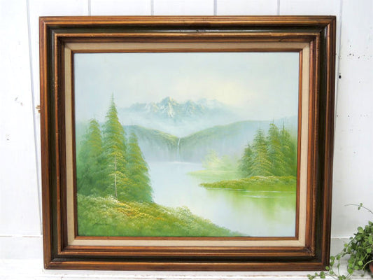 WALL ART 美しい風景画 アンティーク・絵画・木製フレーム・額・オイルペイント・油絵・直筆サイン