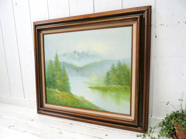 WALL ART 美しい風景画 アンティーク・絵画・木製フレーム・額・オイルペイント・油絵・直筆サイン