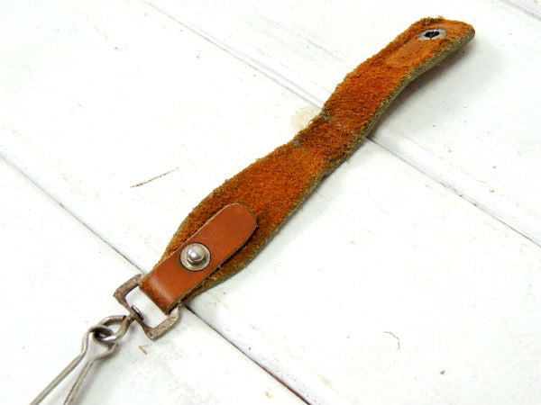 【レザー・ハンドクラフト・革】ヴィンテージ・キーホルダー・USA鍵5本付きU