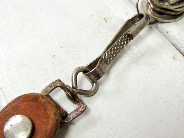 【レザー・ハンドクラフト・革】ヴィンテージ・キーホルダー・USA鍵5本付きU