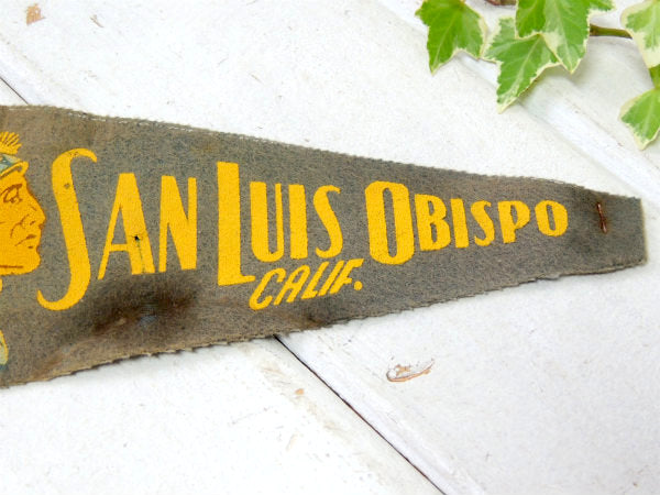 【1940's~・インディアン・CALIF】ヴィンテージ・ペナント・壁飾り/サンルイス・オビスポ