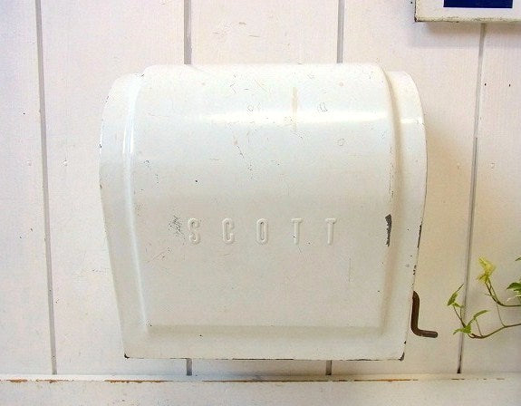 【SCOTT】スコット・白色のメタル製・ヴィンテージ・ペーパータオルホルダー USA