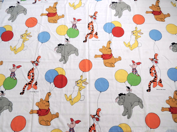 【くまのプーさんと森の仲間たち】風船柄・ヴィンテージ・ユーズドシーツ(フラットタイプ) USA