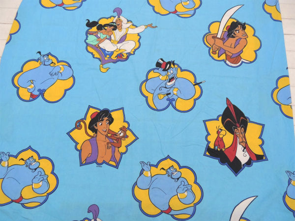 【アラジン】ジャスミン&ジーニー&アブー&ジャファー・水色・ユーズドシーツ(ボックスタイプ)