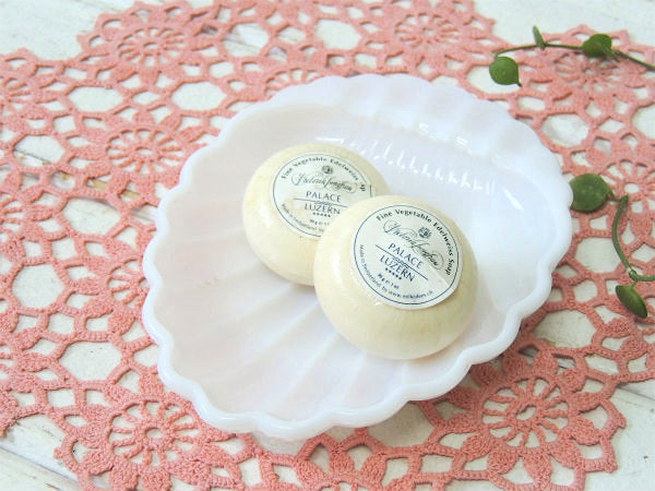 シェル型・ミルクガラス製・アンティーク・ソープディッシュ・石鹸置き USA