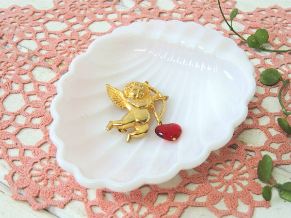 シェル型・ミルクガラス製・アンティーク・ソープディッシュ・石鹸置き USA