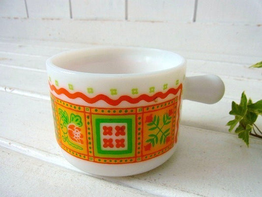 【AVON】エイボン・ミルクガラス製・花柄・ヴィンテージ・スープカップ/スープマグ USA