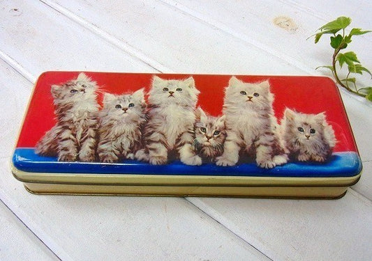 ネコ柄・アンティーク・トフィー缶/ティン缶/イギリス