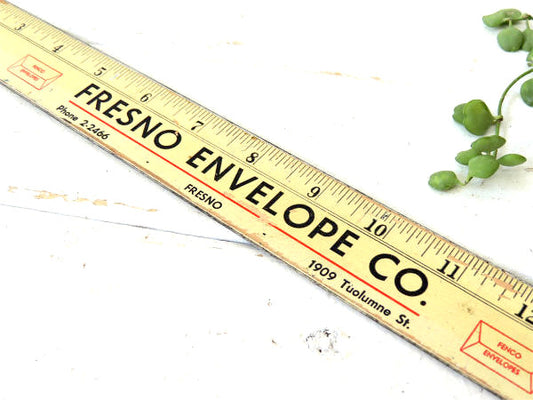 【FRESNO ENVELOPE CO.】木製・ルーラー・エンボス・封筒・アドバタイジング