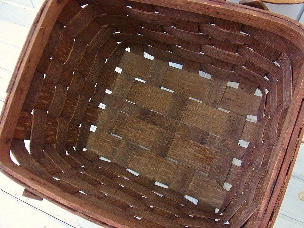 木製・アンティーク・ピクニック・バスケット/ウッドバスケット USA