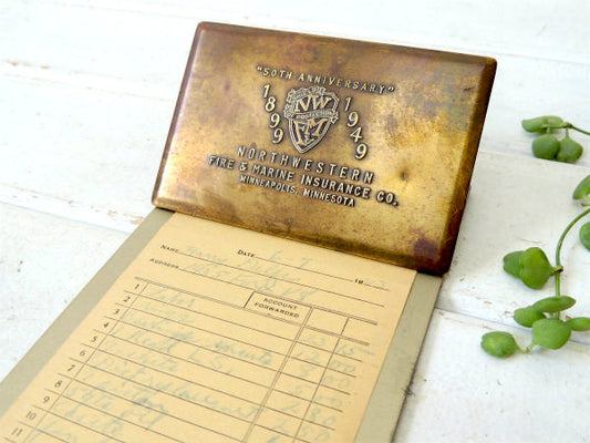 1899~1949s 50周年記念 FIRE&MARINE 保険会社 アドバタイジング アンティーク バインダー クリップ