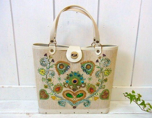 装飾 スパンコール US ラインストーン ゴージャス 花柄・ヴィンテージ・ジュエリーバッグ・鞄・