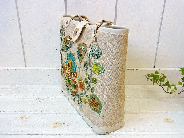 装飾 スパンコール US ラインストーン ゴージャス 花柄・ヴィンテージ・ジュエリーバッグ・鞄・