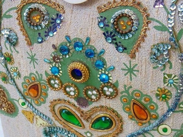 装飾 スパンコール US ラインストーン ゴージャス 花柄・ヴィンテージ・ジュエリーバッグ・鞄・