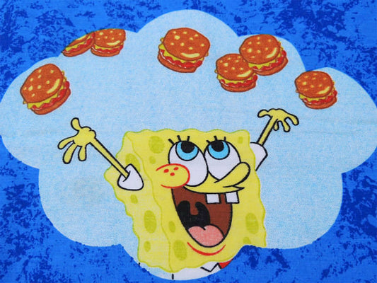 【スポンジボブ】夢の中のハンバーガー柄・キャラクター・ユーズドシーツ(フラット)