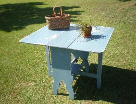 水色 木製 アンティーク・バタフライ・テーブル 机　USA ファニチャー 家具