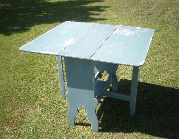 水色 木製 アンティーク・バタフライ・テーブル 机　USA ファニチャー 家具