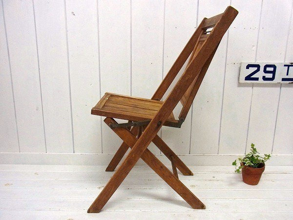 【シモンズ】木製・アンティーク・フォールディングチェア/折り畳みイス/木製椅子　USA