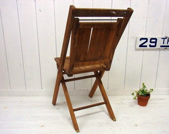 【シモンズ】木製・アンティーク・フォールディングチェア/折り畳みイス/木製椅子　USA