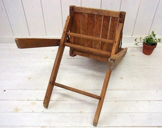 【シモンズ】木製・アンティーク・フォールディングチェア/折り畳みイス/木製椅子　USA