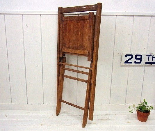 【シモンズ】木製・アンティーク・フォールディングチェア/折り畳みイス/木製椅子　USA