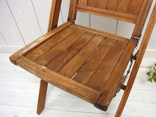 【シモンズ】木製・アンティーク・フォールディングチェア/折り畳みイス/木製椅子　USA