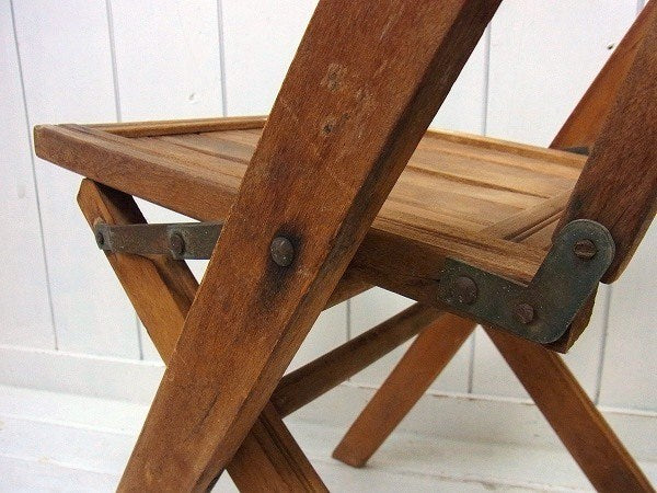 【シモンズ】木製・アンティーク・フォールディングチェア/折り畳みイス/木製椅子　USA