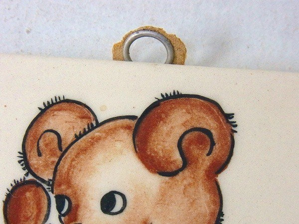 タイル テディベア・子グマ柄・陶磁器製・デッドストック・アンティーク・壁飾り USA
