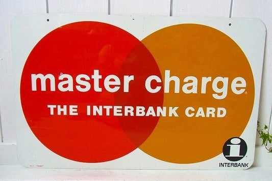 master charge THE INTERBANK CARD マスターカード クレジットカード US ヴィンテージ サイン 両面 看板 USA