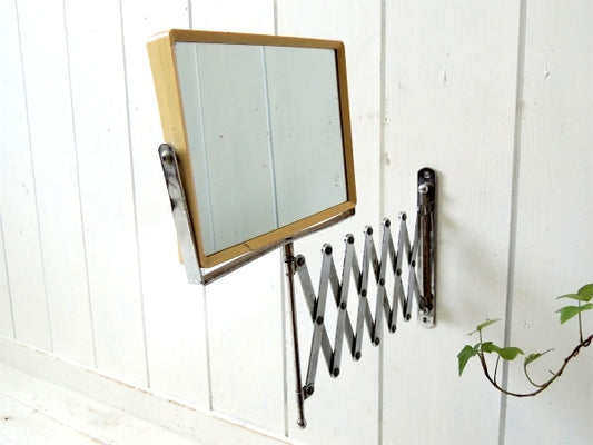 長方形 ミラー・アイアン製・ヴィンテージ・シェービングミラー スイングミラー 鏡 USA