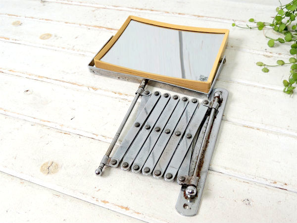 長方形 ミラー・アイアン製・ヴィンテージ・シェービングミラー スイングミラー 鏡 USA