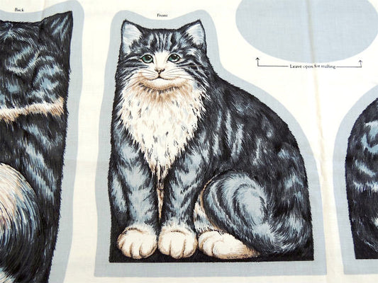 【猫2匹】ピロードール・デッドストック・ヴィンテージ・パネル生地/ファブリック/ぬいぐるみ/猫/ネコ