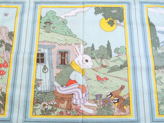 【Mr. Rabbi】うさぎ柄・ピロー・デッドストック・ヴィンテージ・パネル生地/ファブリック